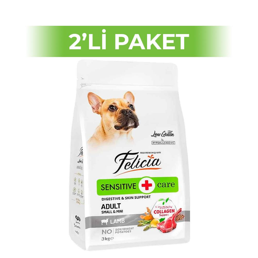 Felicia Az Tahıllı Kuzu Etli Küçük Irk Yetişkin Köpek Maması 3 kg 2 AdetFelicia