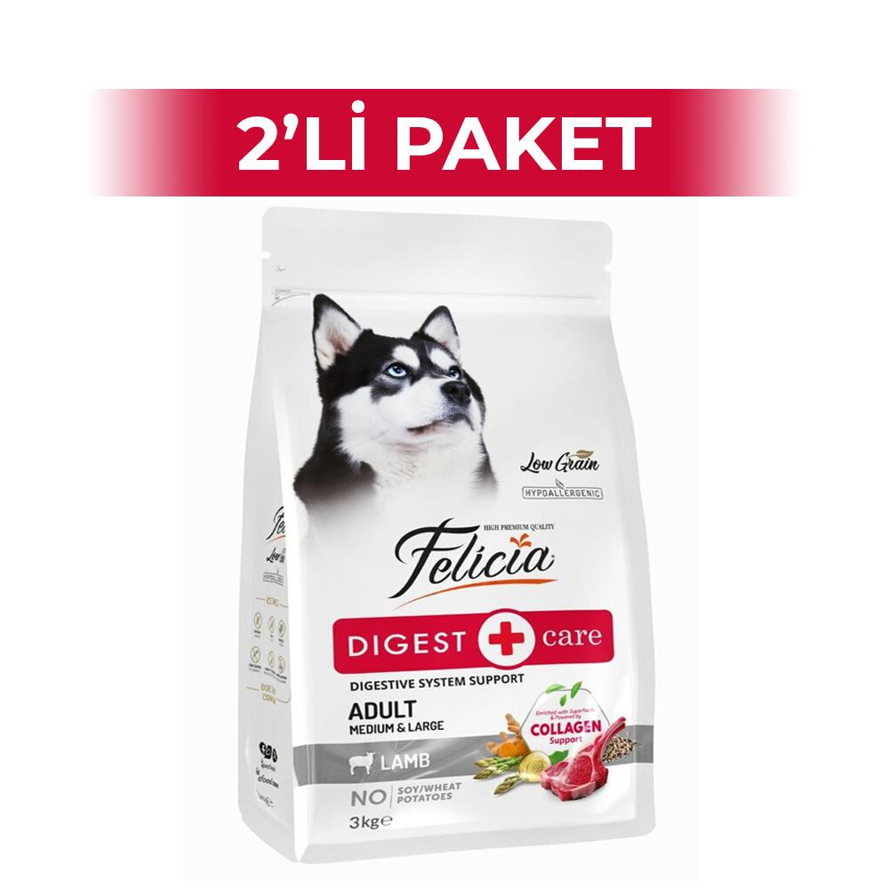 Felicia Az Tahıllı Kuzu Etli Yetişkin Köpek Maması 3 kg 2 AdetFelicia