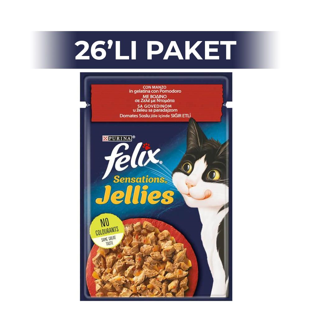 Felix Pouch Sığır Etli ve Domatesli Yetişkin Kedi Konservesi 85 gr 26 AdetFelix