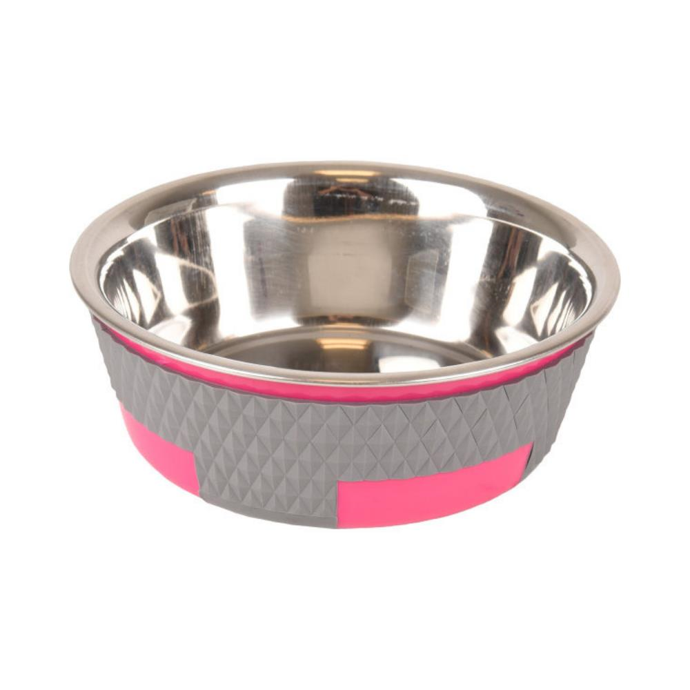 Flamingo Trimond Köpek Mama ve Su Kabı Gri Pembe 17,3 cm 900 mlFlamingo