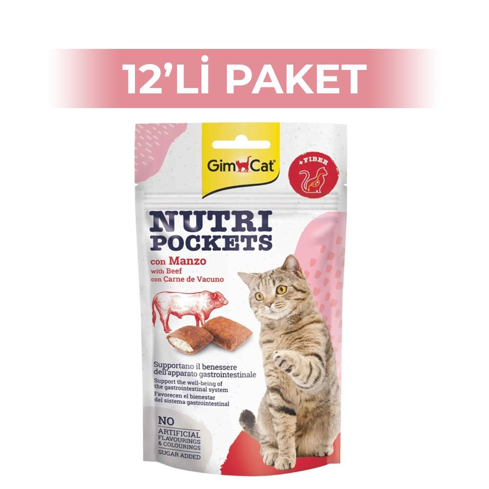 GimCat Nutripockets Biftekli Malt Kedi Ödül Maması 60 gr 12 Adet