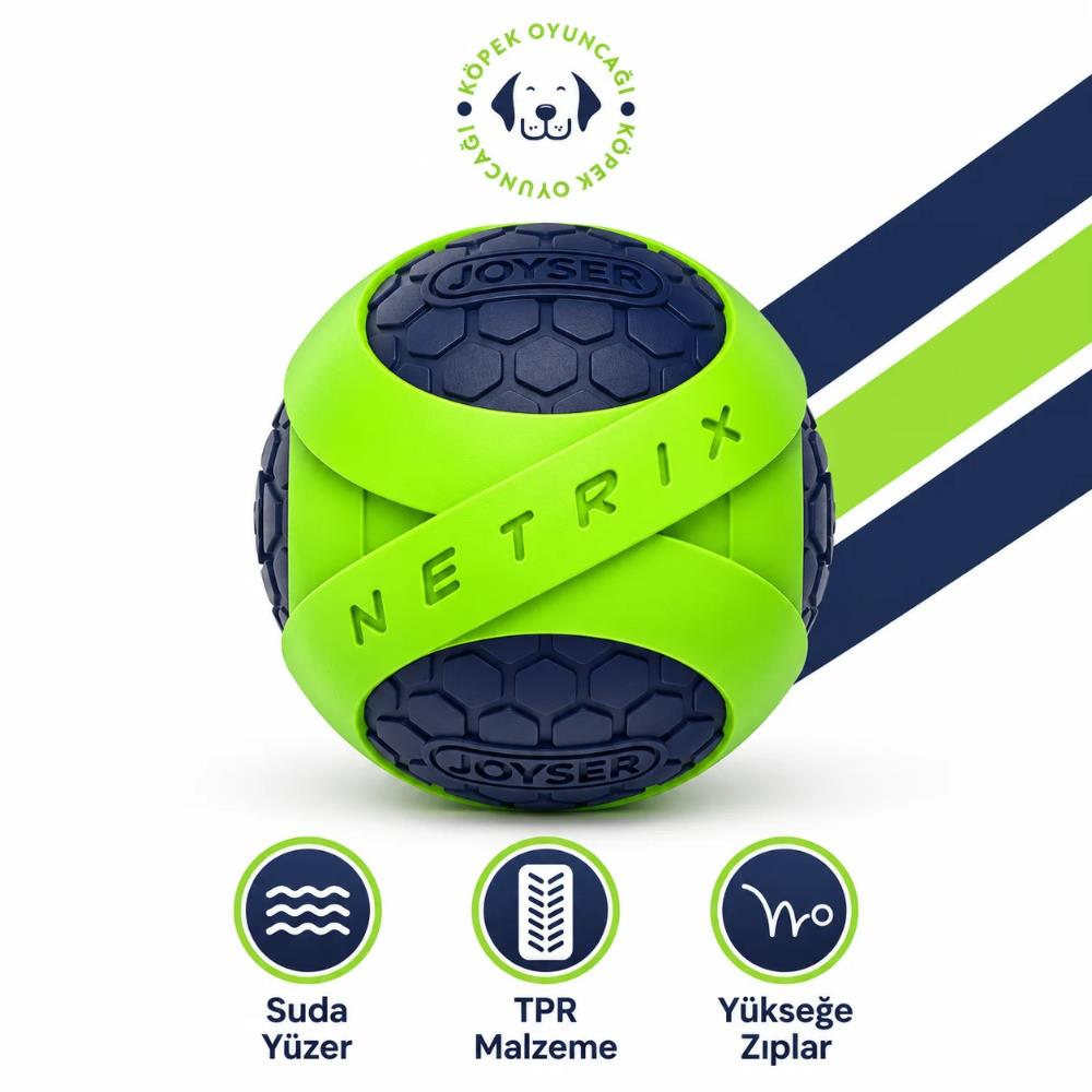 Joyser Netrix Yeşil/Mavi Köpek Oyuncağı Top M 6,5 cm