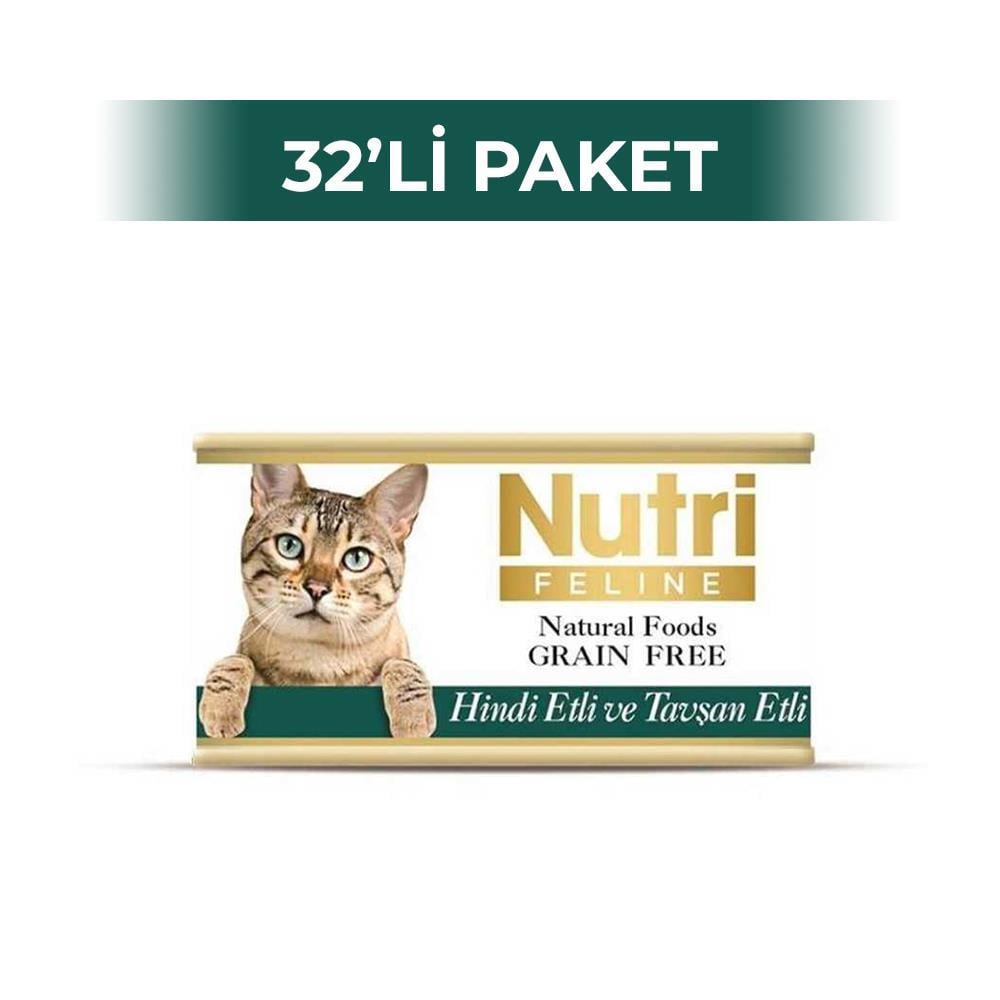 Nutri Feline Hindi Ve Tavşan Etli Kedi Konservesi 85 gr 32 AdetNutri Feline