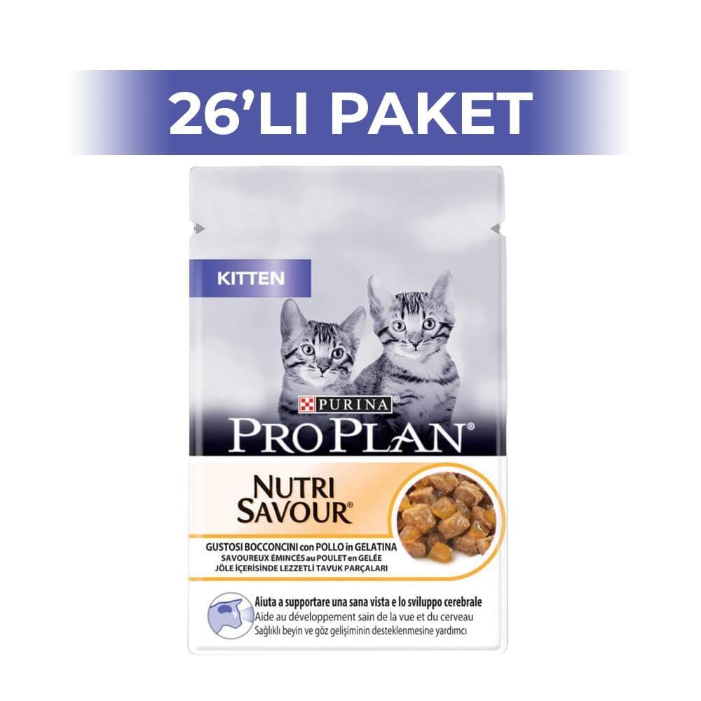 Pro Plan Nutri Savour Tavuk Etli Pouch Yavru Kedi Yaş Maması 85 gr 26 AdetPro Plan
