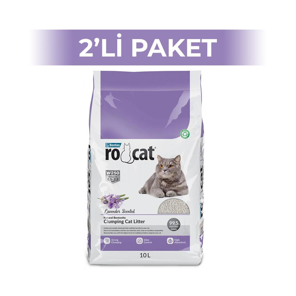 RoCat Lavanta Kokulu Bentonit Kedi Kumu 10 lt 2 AdetRoCat