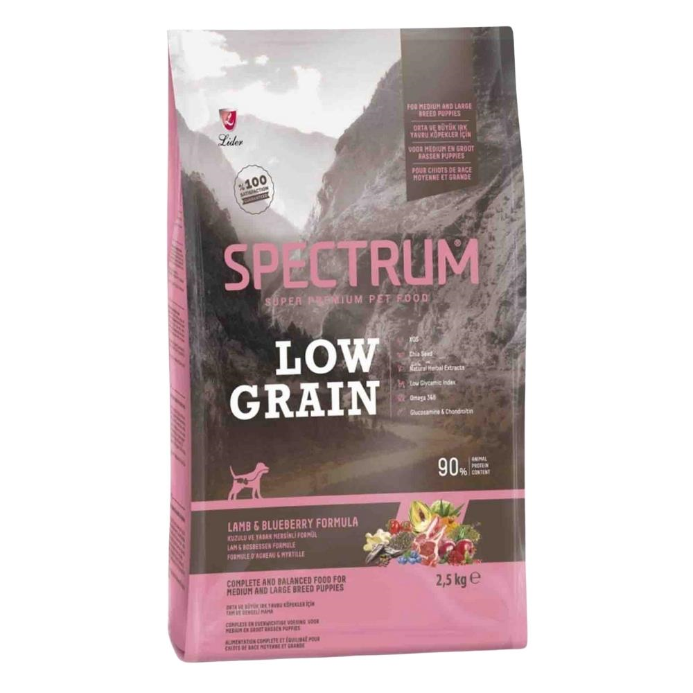 Spectrum Kuzu Etli ve Yaban Mersinli Orta ve Büyük Irk Düşük Tahıllı Yavru Köpek Maması 2,5 kgSpectrum