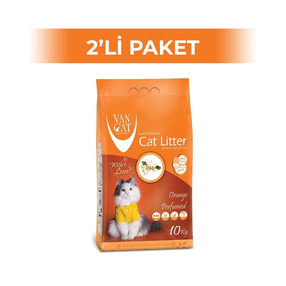 Vancat Portakal Kokulu İnce Taneli Kedi Kumu 10 kg 2 AdetVanCat