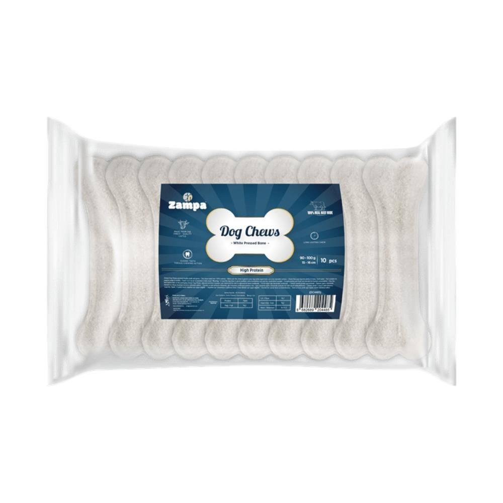 Zampa Beyaz Press Kemik Köpek Ödülü 10'lu 85-90 grZampa