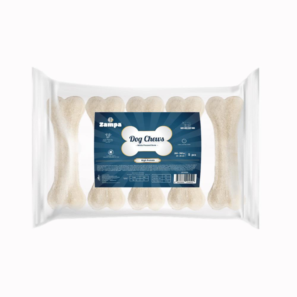 Zampa Beyaz Press Kemik Köpek Ödülü 5'li 260-270 grZampa