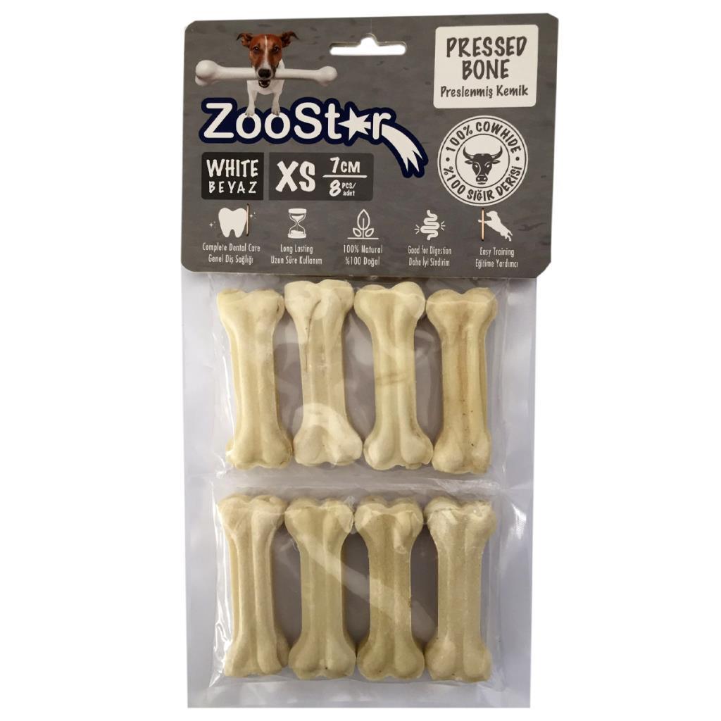 ZooStar Deri Pres Beyaz Kemik 7 cm XS 8 Adet