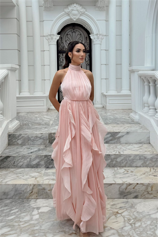 Ada Dik Yaka Fırfırlı Abiye 6073