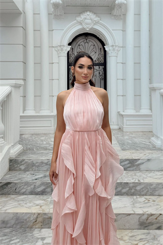 Ada Dik Yaka Fırfırlı Abiye 6073