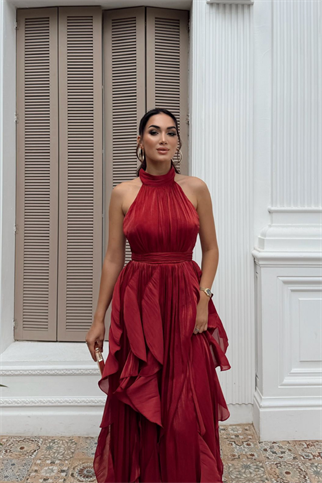 Ada Dik Yaka Fırfırlı Abiye 6073
