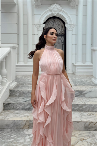 Ada Dik Yaka Fırfırlı Abiye 6073