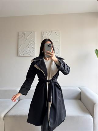 Adonis Oversize Cep Detaylı Trençkot 3526 SİYAH