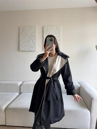 Adonis Oversize Cep Detaylı Trençkot 3526 SİYAH