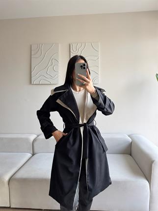 Adonis Oversize Cep Detaylı Trençkot 3526 SİYAH