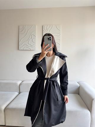 Adonis Oversize Cep Detaylı Trençkot 3526 SİYAH