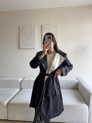 Adonis Oversize Cep Detaylı Trençkot 3526 SİYAH