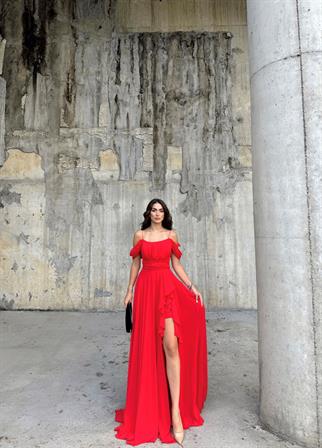 Alice Madonna Yaka İp Askılı Yırtmaçli Abiye KIRMIZI