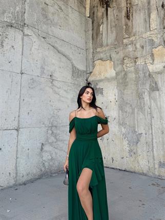 Alice Madonna Yaka İp Askılı Yırtmaçli Abiye ZÜMRÜT