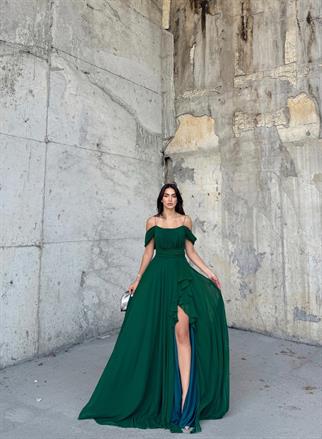 Alice Madonna Yaka İp Askılı Yırtmaçli Abiye ZÜMRÜT