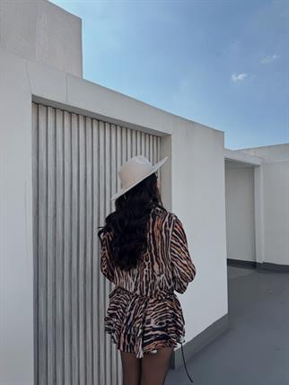 Alyana Gömlek Yaka Mini Elbise 9563 KAHVERENGİ