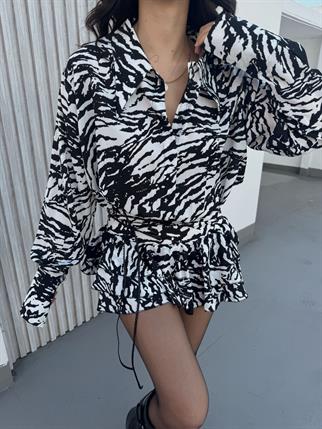 Alyana Gömlek Yaka Mini Elbise 9563 SİYAH