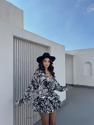 Alyana Gömlek Yaka Mini Elbise 9563 SİYAH