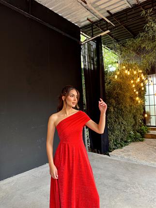 Amelia Simli Tek Kol Abiye 582890 KIRMIZI