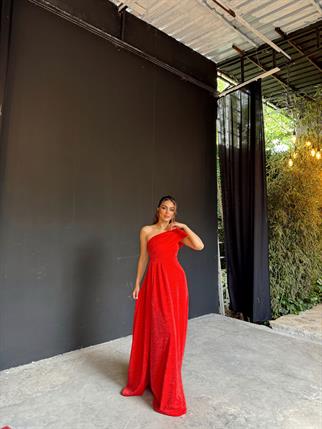 Amelia Simli Tek Kol Abiye 582890 KIRMIZI