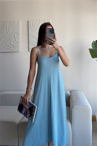 Anna İp Askılı Bubble Elbise 13828 BEBE MAVİSİ