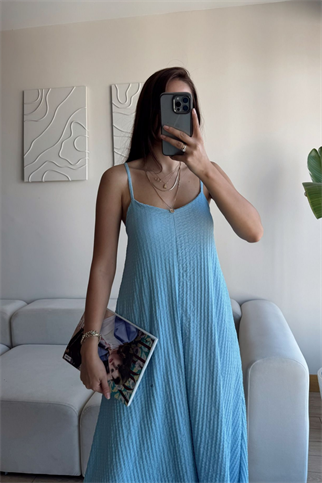 Anna İp Askılı Bubble Elbise 13828 BEBE MAVİSİ
