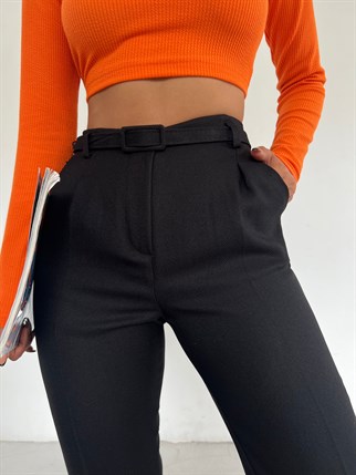 Arka Lastikli Yün Efekt Pantolon 22413 SİYAH xx m1