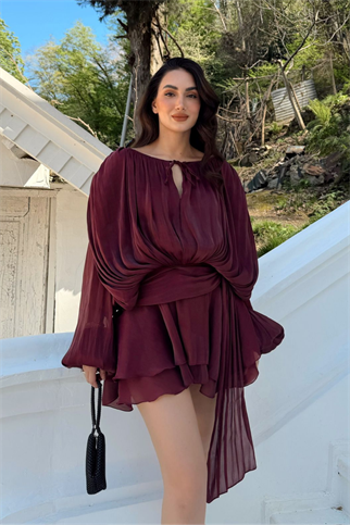 Arwen Fırfırlı Bağlama Detay Mini Elbise 221732
