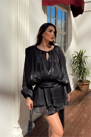 Arwen Fırfırlı Bağlama Detay Mini Elbise 221732