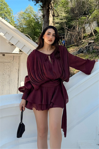 Arwen Fırfırlı Bağlama Detay Mini Elbise 221732