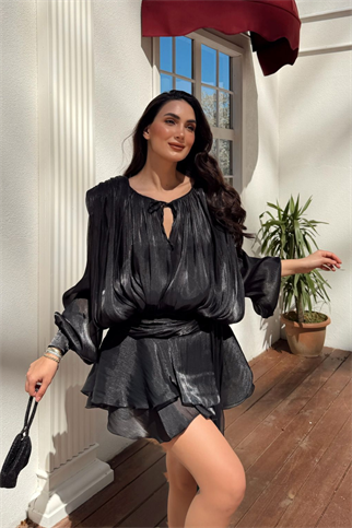 Arwen Fırfırlı Bağlama Detay Mini Elbise 221732