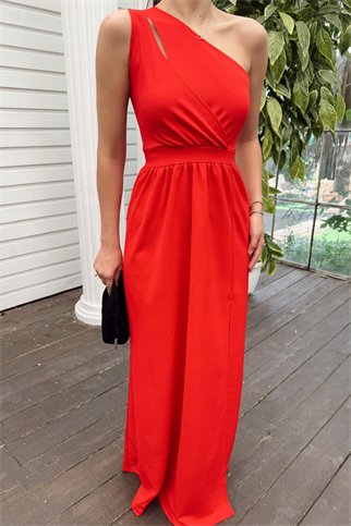 Avril Tek Omuz Yırtmaçlı Abiye 582160 KIRMIZI B3X R