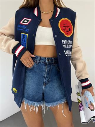 Baskılı Ceket 3761 LACİVERT