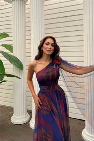 Belen Tek Kol Fırfırlı Abiye 1552 KARIŞIK