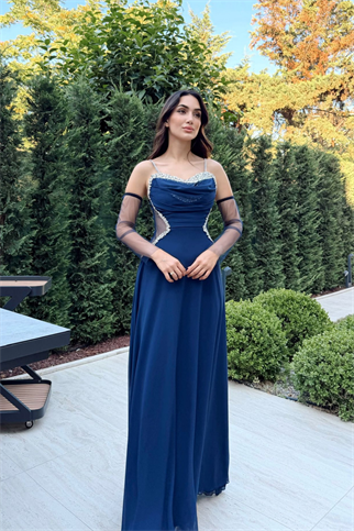 Bengü İp Askılı Şifon İşleme Abiye 301