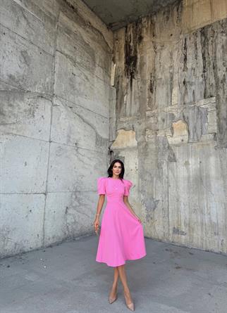 Berra Karpuz Kol Midi Elbise 2249 PEMBE