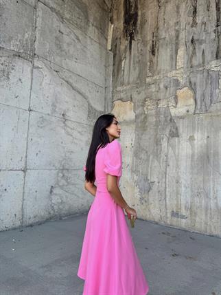 Berra Karpuz Kol Midi Elbise 2249 PEMBE