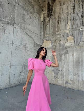 Berra Karpuz Kol Midi Elbise 2249 PEMBE