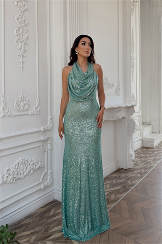 Berrak Payet İşleme Degaje Yaka Abiye 1089