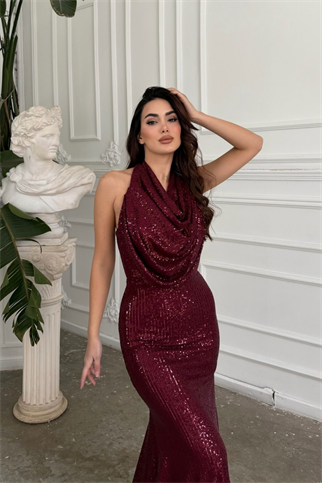 Berrak Payet İşleme Degaje Yaka Abiye 1089