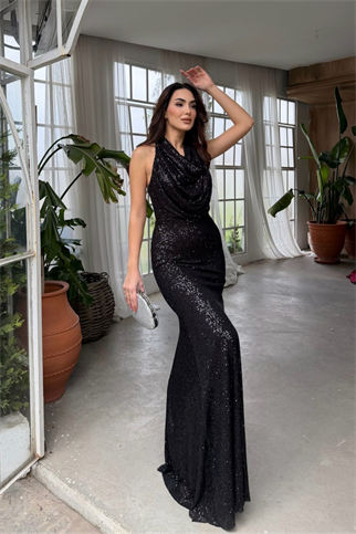 Berrak Payet İşleme Degaje Yaka Abiye 1089