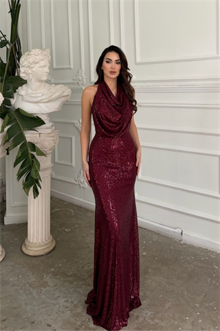 Berrak Payet İşleme Degaje Yaka Abiye 1089