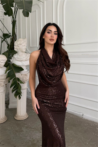 Berrak Payet İşleme Degaje Yaka Abiye 1089